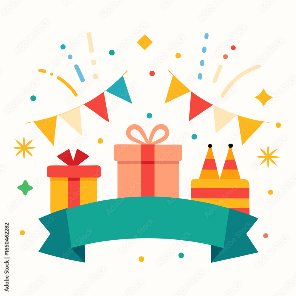Obraz premium Festive celebration with gifts and confetti