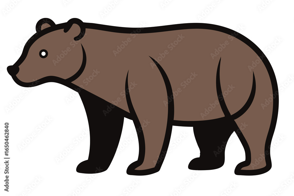 Fototapeta premium Solid color Marsican Brown Bear animal vector design