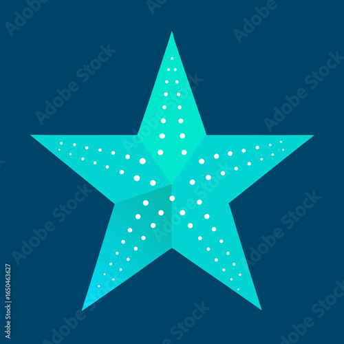 Stylized teal starfish with white dots on dark blue background