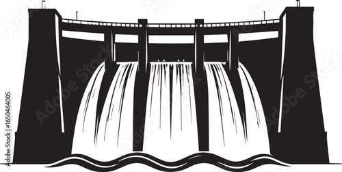 Dam Wall Silhouette Vector | Black Hydro Graphic