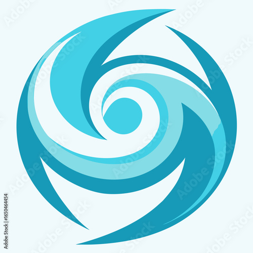 Abstract blue swirling cyclone logo design