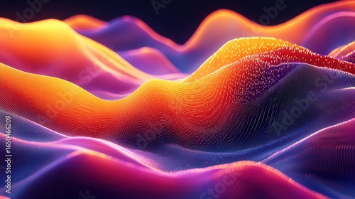 Abstract wavy colorful digital landscape