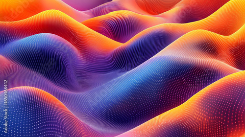 Abstract wavy, colorful digital landscape