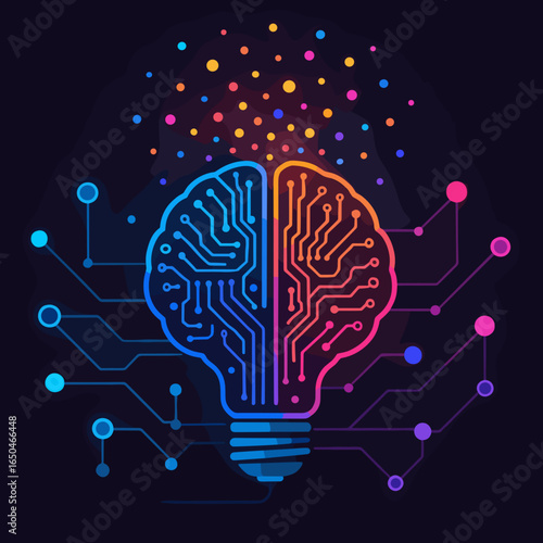 Digital brain with circuit patterns symbolizing innovation and technology, concept for artificial intelligence