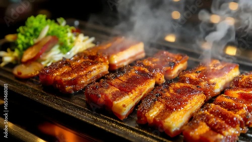 Wallpaper Mural Grilled pork belly with smoke Torontodigital.ca