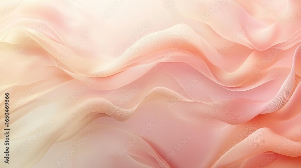 Fototapeta premium Delicate, flowing fabric textures in soft peach and beige tones