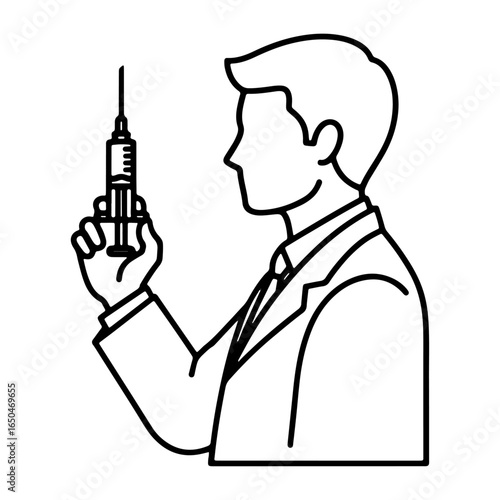 An image of a doctor preparing to give an injection or vaccine, suitable for promoting healthcare, vaccination programs, medication administration, and treatment methods.