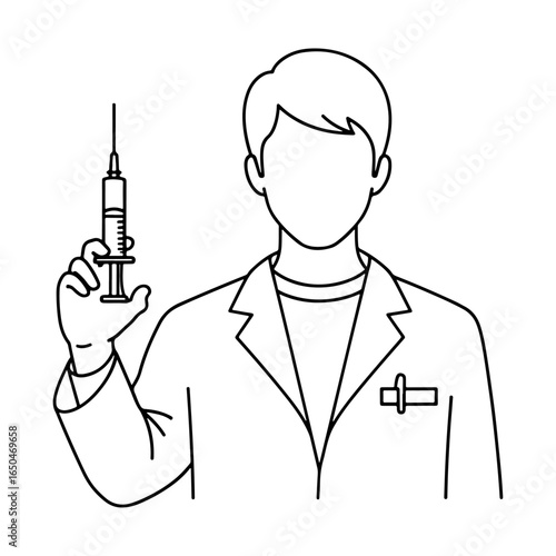 An image of a doctor preparing to give an injection or vaccine, suitable for promoting healthcare, vaccination programs, medication administration, and treatment methods.
