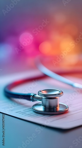 doctor paperwork medicals with stethoscope color full background