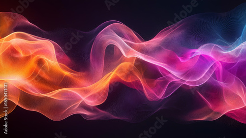Wallpaper Mural Abstract colorful flowing shapes on a dark background Torontodigital.ca