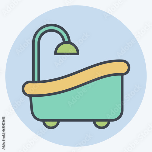 Icon Bath. related to Restroom symbol. color mate style. design editable