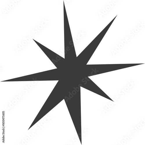Irregular stars shape. Abstract random spiky spark. Geometric funky flash with rays. Black retro sparkle