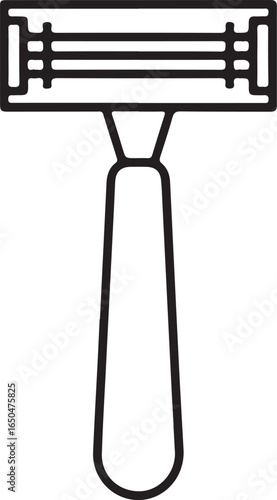Simple line art icon of a classic manual razor for shaving