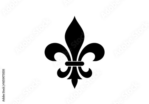 Fleurdelis Minimalist White on Black Graphic isolated on transparent background