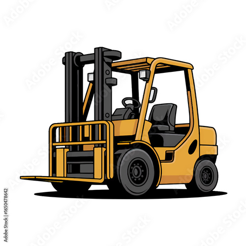 Forklift operating in a warehouse during daytime to transport heavy goods with precision and efficiency