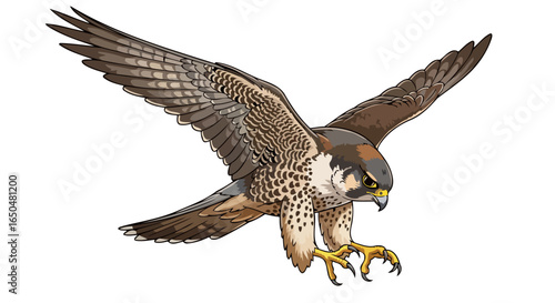 majestic peregrine falcon in flight transparent background vector illustration