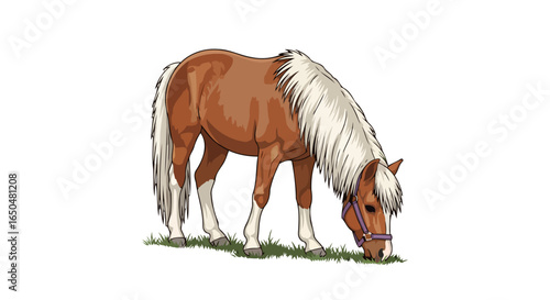 grazing haflinger horse transparent background vector illustration