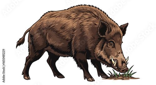 powerful wild boar illustration with transparent background for design projects