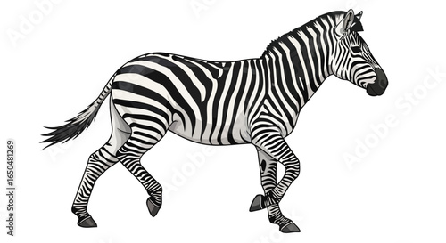 striped zebra in motion transparent background vector illustration