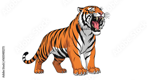 roaring tiger powerful transparent vector illustration for design projects