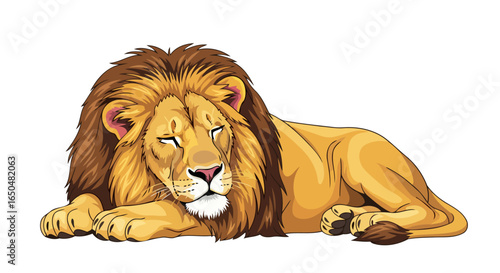 majestic resting lion transparent background vector illustration