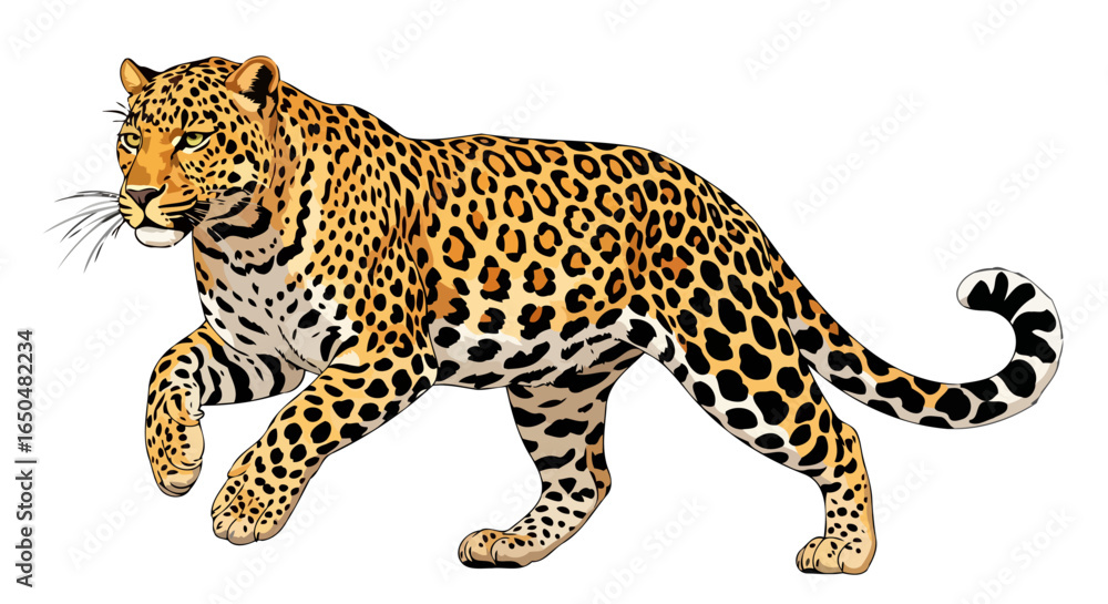 Fototapeta premium powerful leopard illustration transparent background for design projects