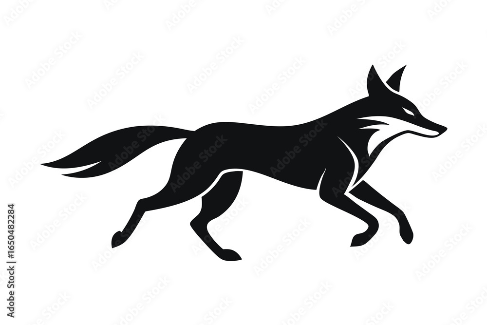Fototapeta premium Solid color Maned Wolf running animal vector design