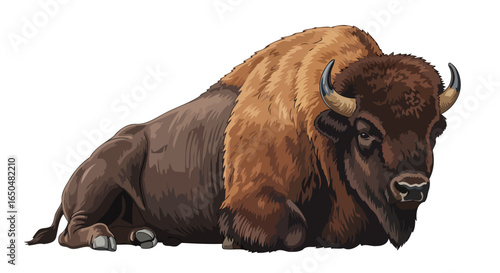 majestic bison a transparent vector illustration of a resting american buffalo