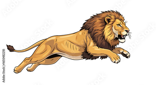powerful leaping lion transparent background vector illustration