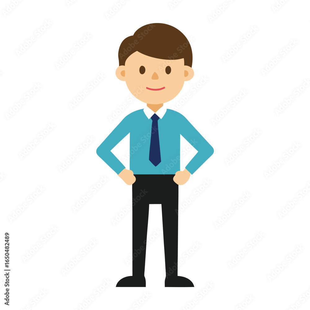 Minimalist cartoon of a small businessman in formal attire Minimalist cartoon of a small businessman in formal attire