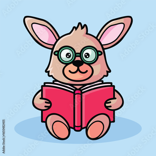 Wallpaper Mural Cute Rabbit Reading Book Illustration Torontodigital.ca