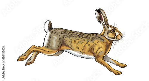 leaping hare transparent background vector illustration