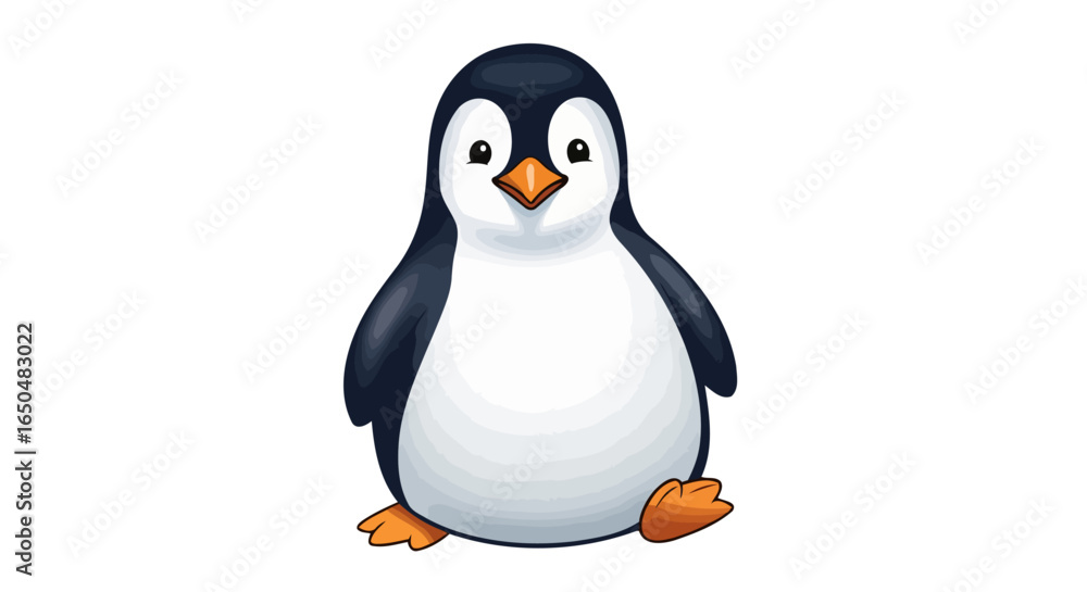 Fototapeta premium adorable cartoon penguin transparent background vector illustration