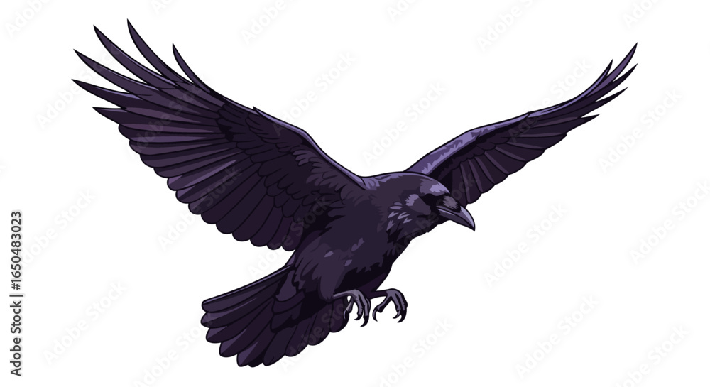 Obraz premium majestic raven in flight transparent background vector illustration