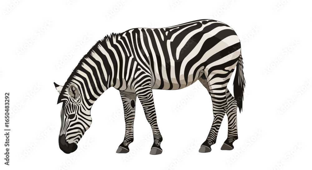 Fototapeta premium grazing zebra transparent background vector illustration for design projects