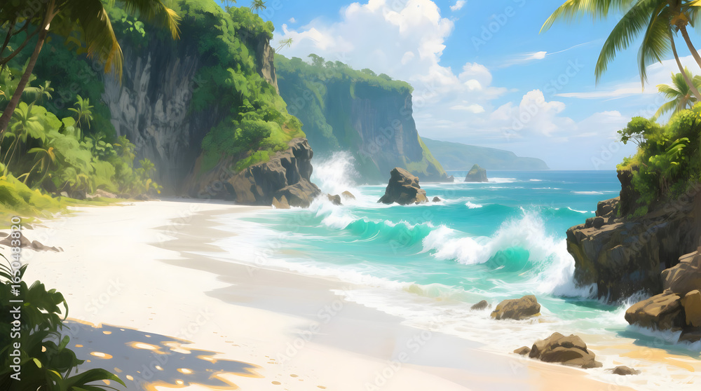 Fototapeta premium Tropical Beach Paradise Serene Coastal Landscape
