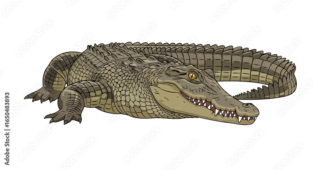 Fototapeta premium powerful crocodile illustration transparent background ready for design projects