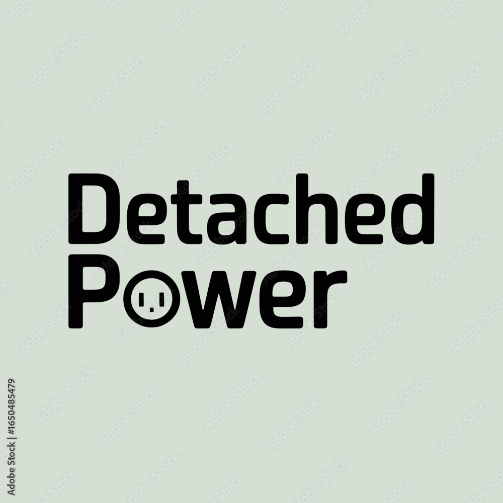 Fototapeta premium Detached power text with a smiley face emoji replacing the letter o in power set against a light green background representing a concept of emotional detachment in positions of authority or influence