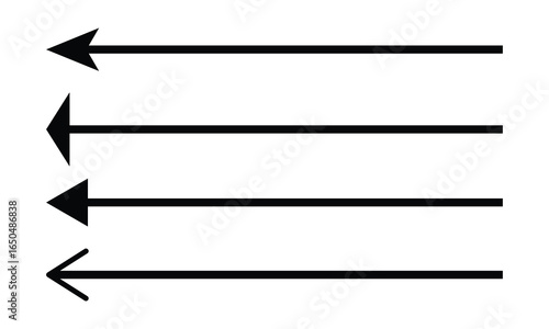 Set of vector thin long arrows pointing to the left. Vector elements .Eps 10.Vector background .