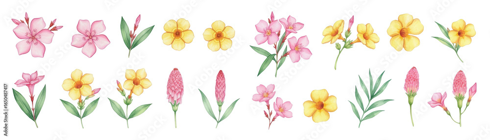 A vibrant array of pink and yellow flowers, perfect for springtime decorations. A vibrant array of pink and yellow flowers, perfect for springtime decorations.