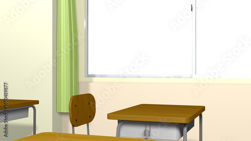 アニメーションの背景に使える教室の風景（窓の外が透明ですので、好きな景色が設置できます）