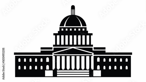 Striking minimalist silhouette of the Capitol Building evoking American history and government power