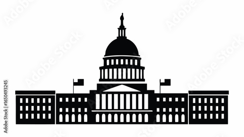 Iconic Capitol Building Silhouette, perfect for government, politics, or history themed designs. Modern and clean