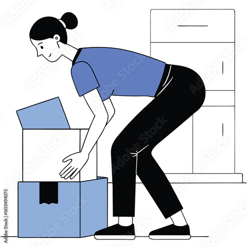 Man lifting heavy box from floor straining his back