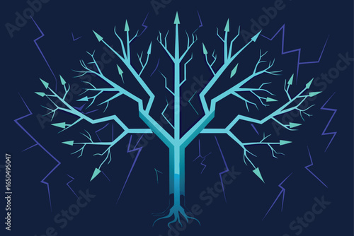 Futuristic Cyber Tree Branch Glowing Design