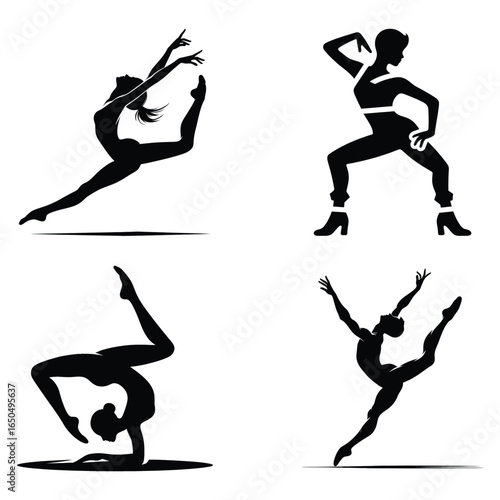 Modern dance silhouettes dynamic poses