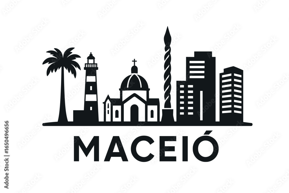 Fototapeta premium Maceió city skyline with iconic buildings and landmarks