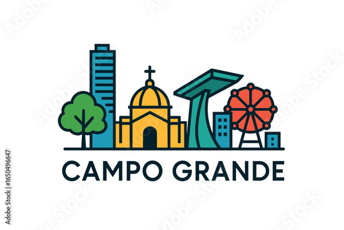 Campo Grande city skyline with iconic buildings and landmarks