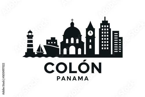 Colón city skyline with iconic buildings and landmarks