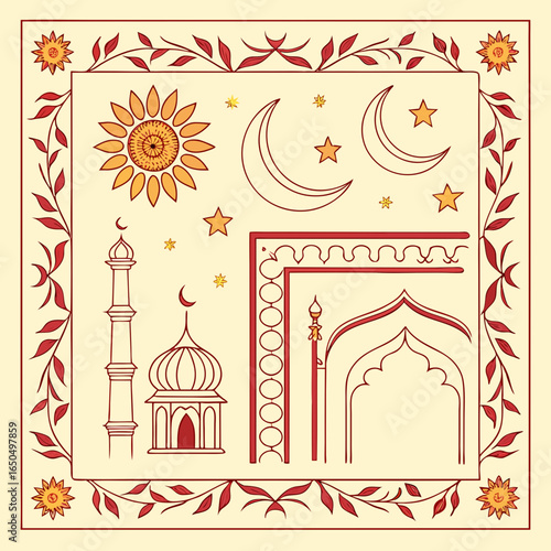 vector illustration of an ancient islamic art